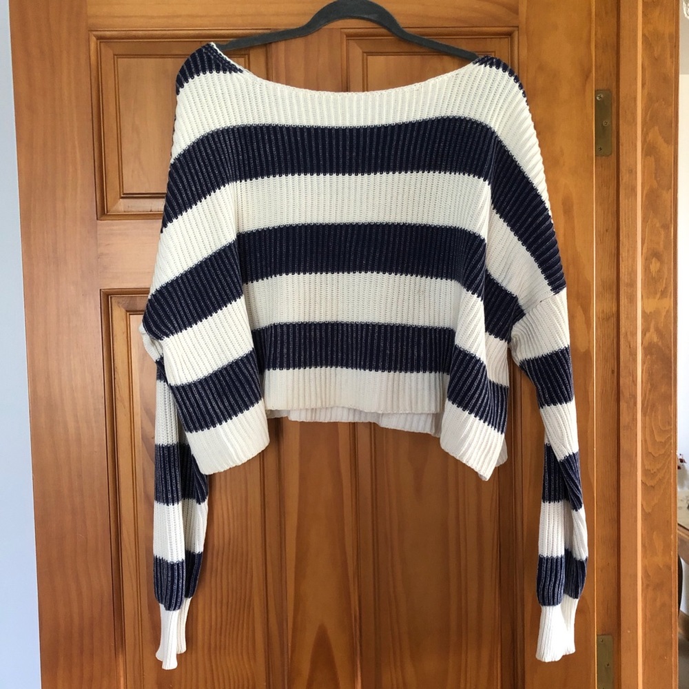 Free People Cropped Stripped Sweater